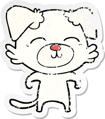 Bir insan tarafından çizilmiş bir karikatür köpeğinin sıkıntılı çıkartması.