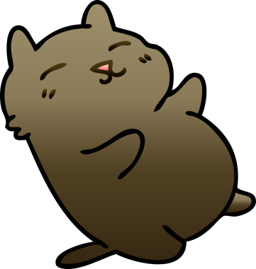 bir insan tarafından çizilmiş gölgelenmiş garip çizgi film kedisi.