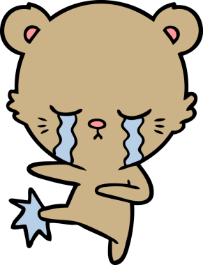 Bir insan tarafından çizilmiş ağlayan ayı karikatürü.