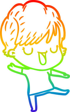 Gökkuşağı gradyan çizgi çizimi bir insan tarafından çizilmiş bir karikatür kadın