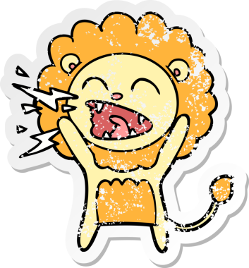 Bir insan tarafından çizilmiş kükreyen bir aslanın sıkıntılı çıkartması.