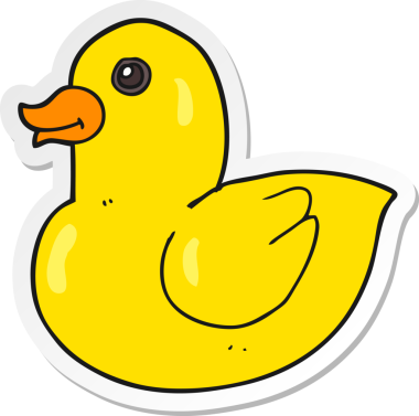 Bir insan tarafından çizilmiş plastik ördeğin çıkartması.