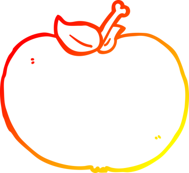 Bir insan tarafından çizilen elma çizgi romanının sıcak gradyan çizimi