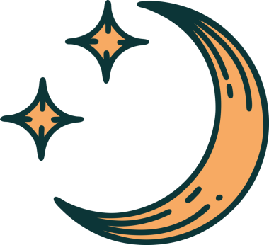 Bir insanın çizdiği ikonik ay ve yıldız dövmesi.