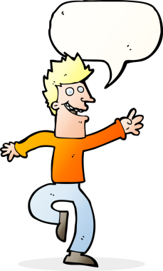 Bir insan tarafından çizilmiş konuşma balonlu mutlu adam çizgi filmi.