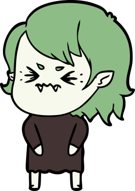 Bir insan tarafından çizilmiş kızgın vampir kız.