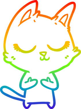 Gökkuşağı gradyan çizgisi bir insan tarafından çizilmiş sakin bir çizgi kedi çizimi