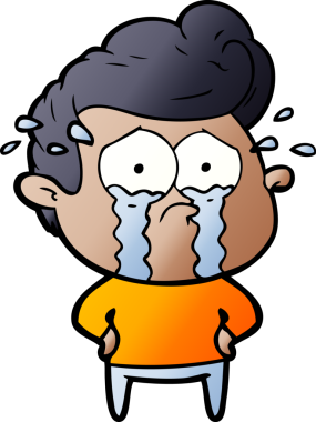 Bir insan tarafından çizilmiş ağlayan bir karikatür.