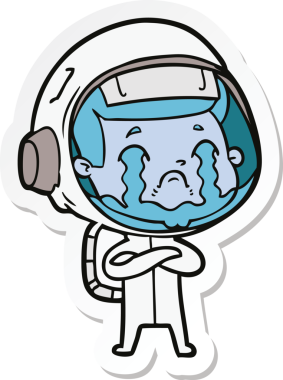 Bir insan tarafından çizilmiş ağlayan bir astronotun çıkartması.