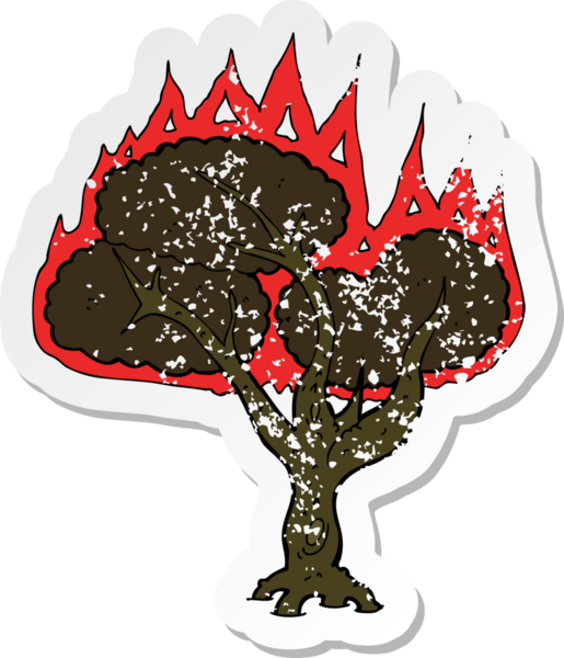 Bir insan tarafından çizilmiş yanan bir çizgi filmin gerilimli yapıştırması.