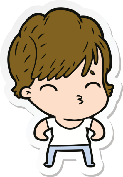 Bir insan tarafından çizilmiş bir karikatür kadının çıkartması.