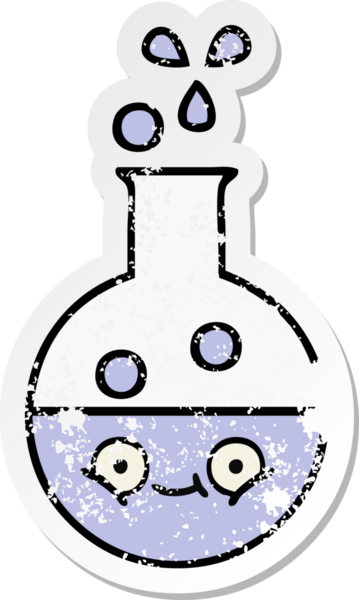 Bir insan tarafından çizilmiş şirin bir çizgi film test tüpünün sıkıntılı çıkartması.