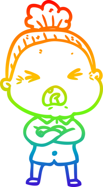 Bir insan tarafından çizilmiş kızgın yaşlı bir kadının çizimi.