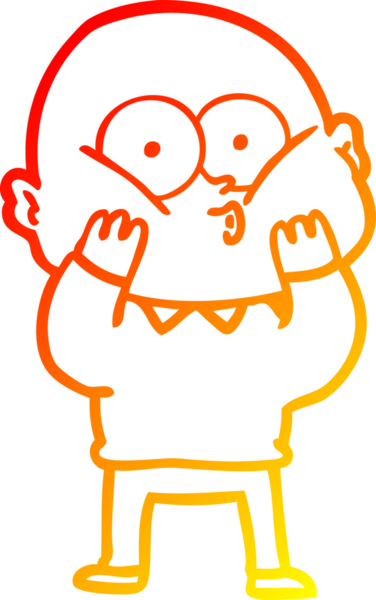 Bir insan tarafından çizilmiş kel bir adamın sıcak çizgi çizimi.