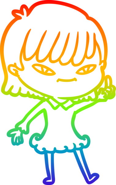 Gökkuşağı gradyan çizgi çizimi bir insan tarafından çizilmiş bir çizgi kadın fikri