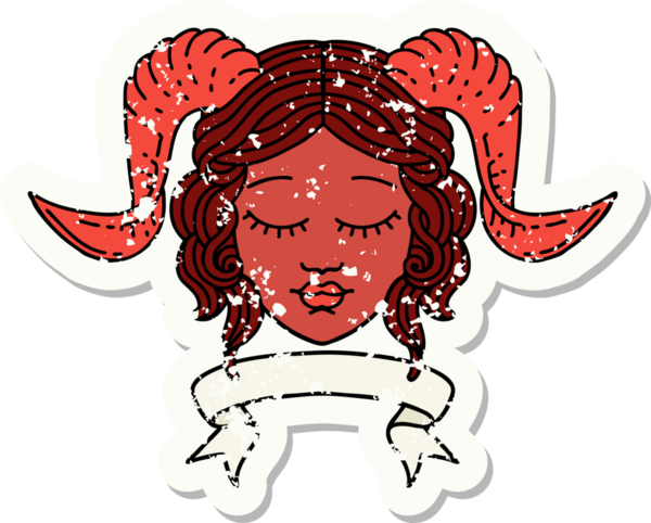 Retro Dövme Biçimi karakter yüzünü bir insan tarafından çizilmiş parşömen pankartıyla düzenliyor