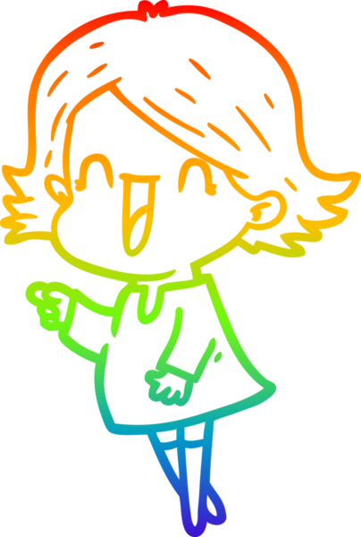 gökkuşağı gradyan çizimi bir insan tarafından çizilmiş mutlu bir kadın çizgi