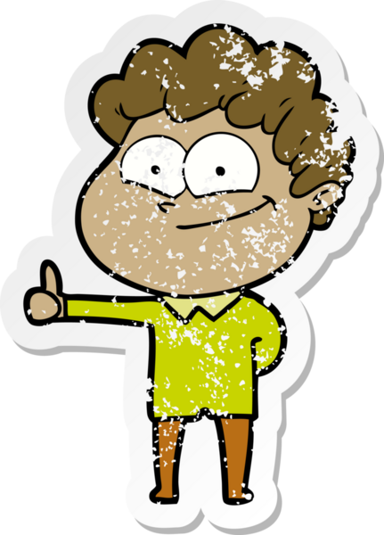 Bir insan tarafından çizilmiş mutlu bir adamın sıkıntılı çıkartması.