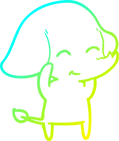 Bir insan tarafından çizilmiş şirin bir filin soğuk gradyan çizgisi