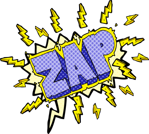 Bir insan tarafından çizilmiş serbest çizilmiş çizgi roman konuşma balonu zap sembolü