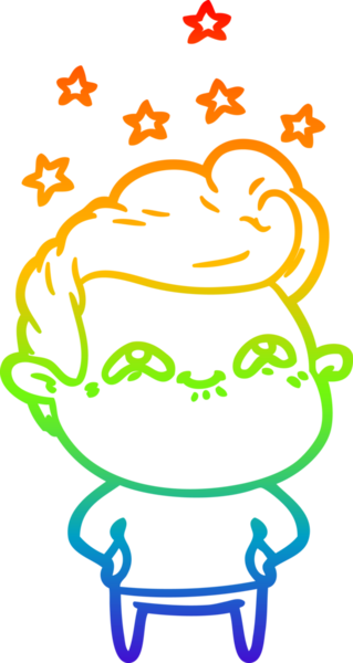 Gökkuşağı gradyanı çizimi bir insan tarafından çizilmiş heyecanlı bir çizgi film