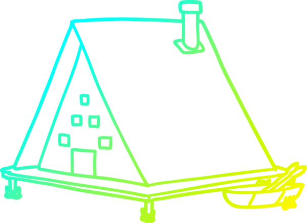 Bir insan tarafından çizilmiş bir göl evi çizimi.