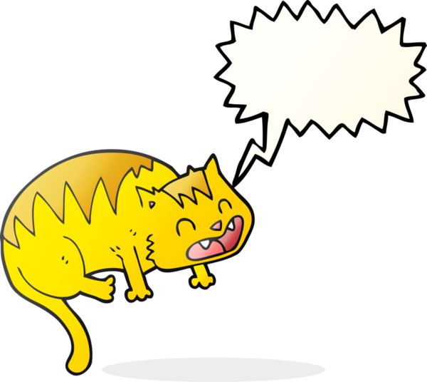 Bir insan tarafından çizilmiş serbest konuşma balonu çizgi film kedisi