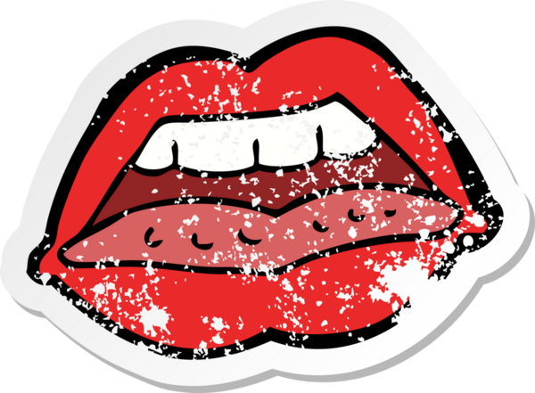 Bir insan tarafından çizilmiş seksi dudak sembolünün gerilimli yapıştırması.