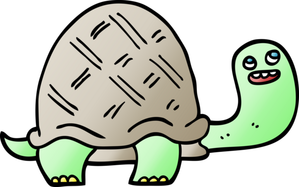 vektör gradyan çizim karikatürü mutlu kaplumbağa bir insan tarafından çizildi