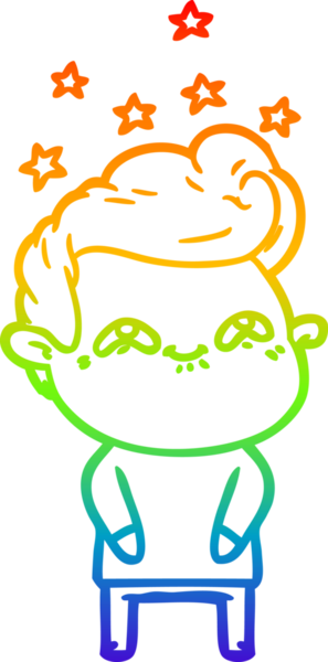 Gökkuşağı gradyanı çizimi bir insan tarafından çizilmiş heyecanlı bir çizgi film