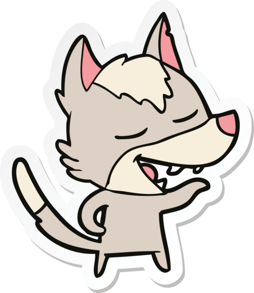 Bir insan tarafından çizilmiş bir kurt çizgi filminin çıkartması.