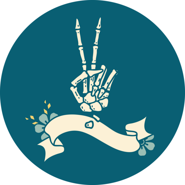 İskelet sancağına sahip dövme stili simgesi Bir insan tarafından çizilmiş barış işareti