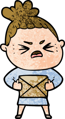 Bir insan tarafından çizilmiş kızgın bir kadın.