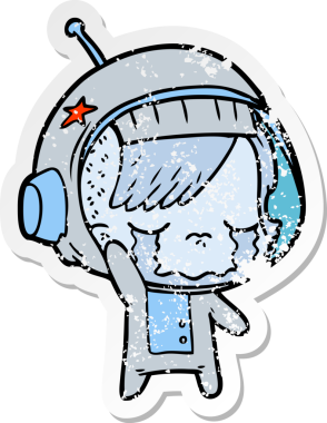 Bir insan tarafından çizilmiş, ağlayan astronot bir kızın elvedası.