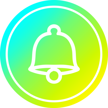 Bir insan tarafından çizilmiş havalı gradyan çizgili eski bir çan dairesel simgesi