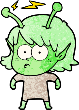 Bir insan tarafından çizilmiş uzaylı kız.