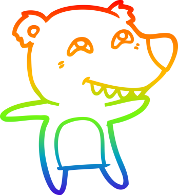 Bir insan tarafından çizilmiş dişleri gösteren karikatür kutup ayısının çizimi.