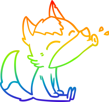 Uluyan bir kurt çizgi filminin gökkuşağı gradyanı insan tarafından çizilmiş.