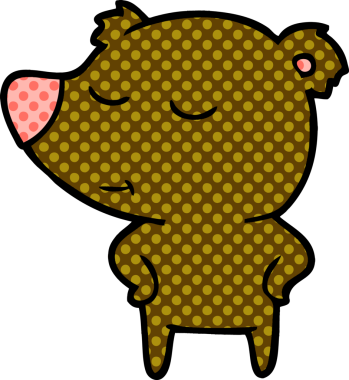 Bir insan tarafından çizilmiş mutlu çizgi film ayısı.