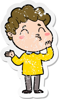 Bir insan tarafından çizilmiş karikatür adamın sıkıntılı çıkartması.