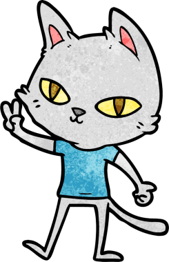 Bir insan tarafından çizilen çizgi film kedisi.