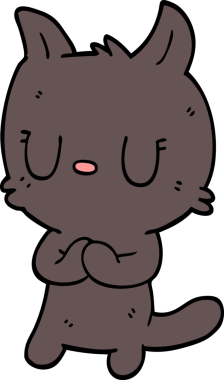 Bir insan tarafından çizilmiş sevimli karikatür kedisi.