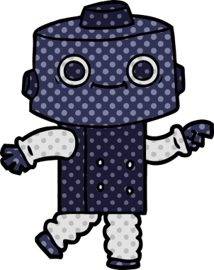 Bir insan tarafından çizilmiş çizgi film robotu