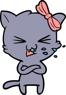 Bir insan tarafından çizilmiş çizgi film kedisi.