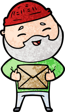 Bir insan tarafından çizilmiş mutlu sakallı bir adam.