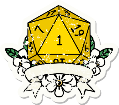 Retro Dövme Biçimi Doğal Bir d20 zar bir insan tarafından çizildi