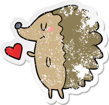 Bir insan tarafından çizilmiş tatlı bir kirpinin sıkıntılı çıkartması.