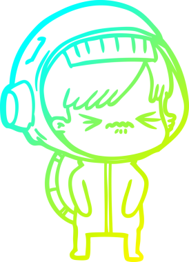 Bir insan tarafından çizilmiş soğuk gradyan çizgili astronot kadın çizimi.