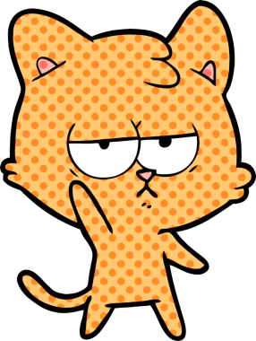 Bir insan tarafından çizilmiş sıkıcı çizgi film kedisi.