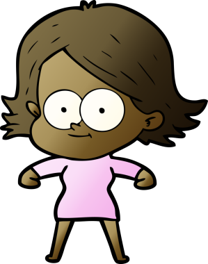 Bir insan tarafından çizilmiş mutlu çizgi film kızı.